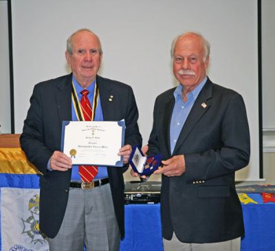 2014 President Bill Lusk presents past President Bob Shaw with a Chapter Distinguished Service Medal.